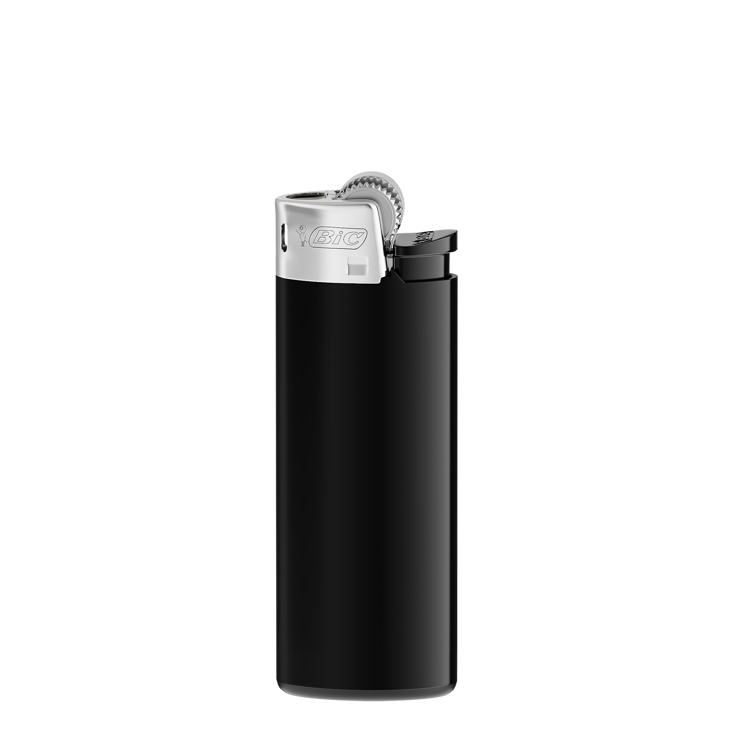 Briquet personnalisé BIC® J25 Standard Couleur Corps noir, base, poussoir / chrome chromé